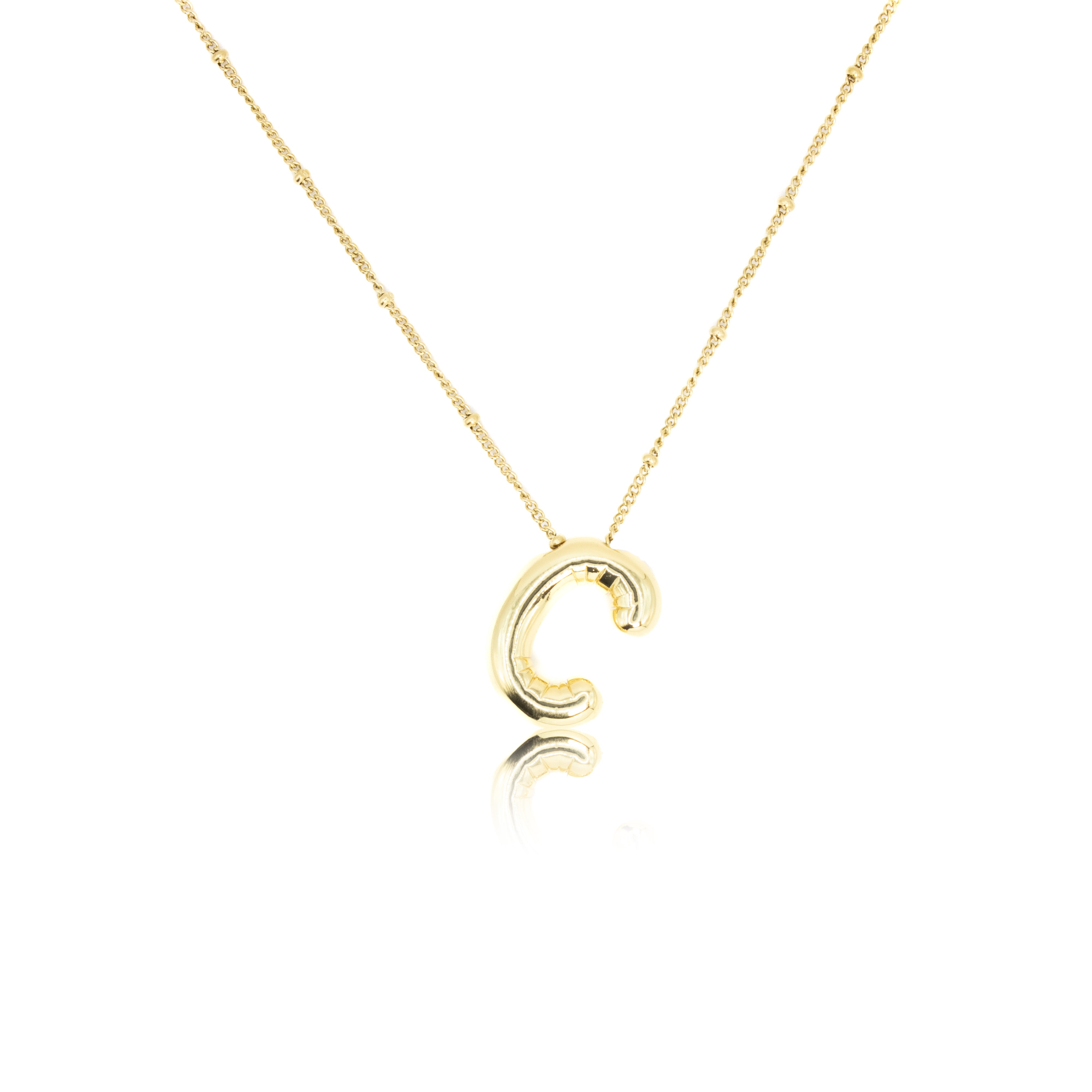 Collection of Inicial tipo globo lisa con cadena en chapa de oro in a gallery layout