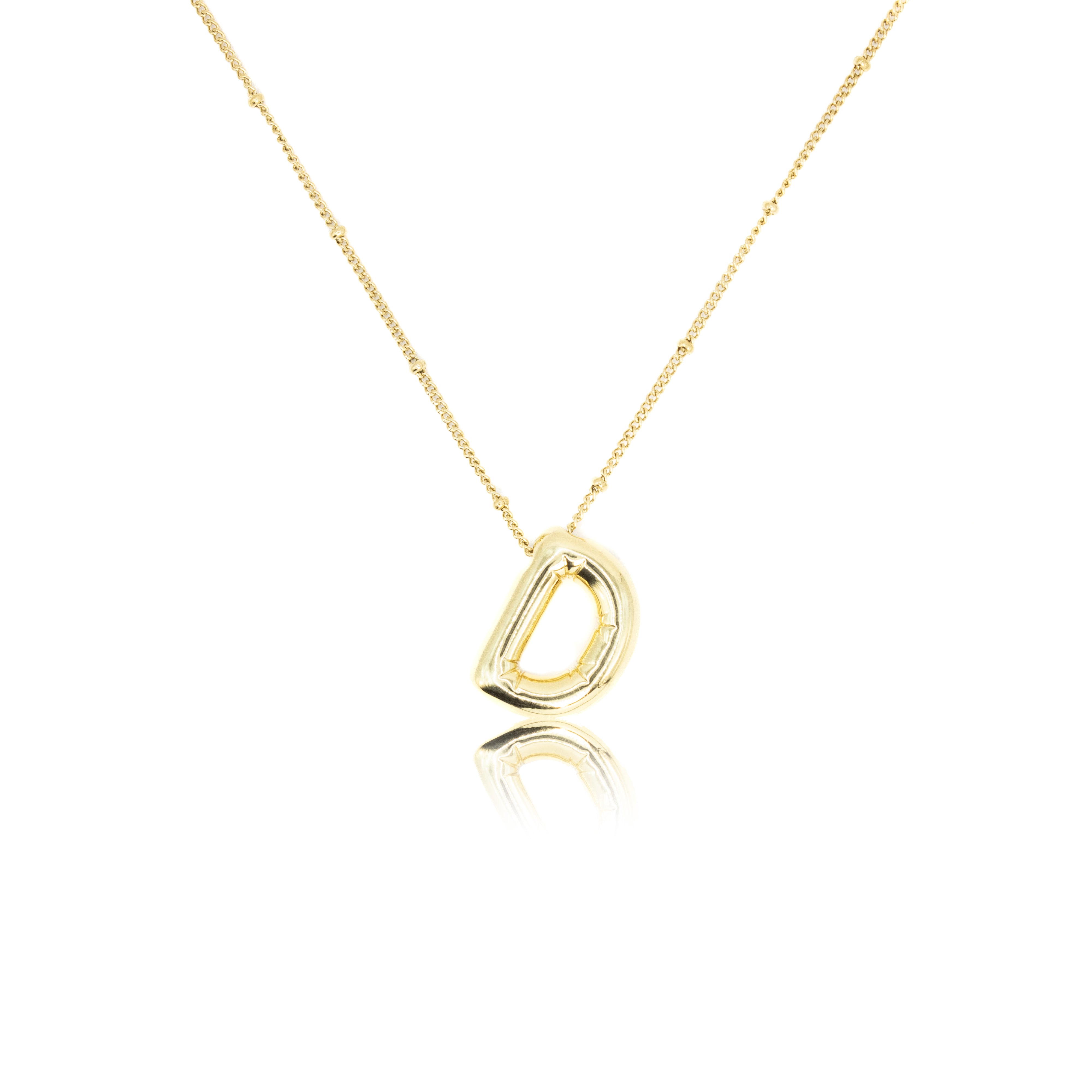 Collection of Inicial tipo globo lisa con cadena en chapa de oro in a gallery layout