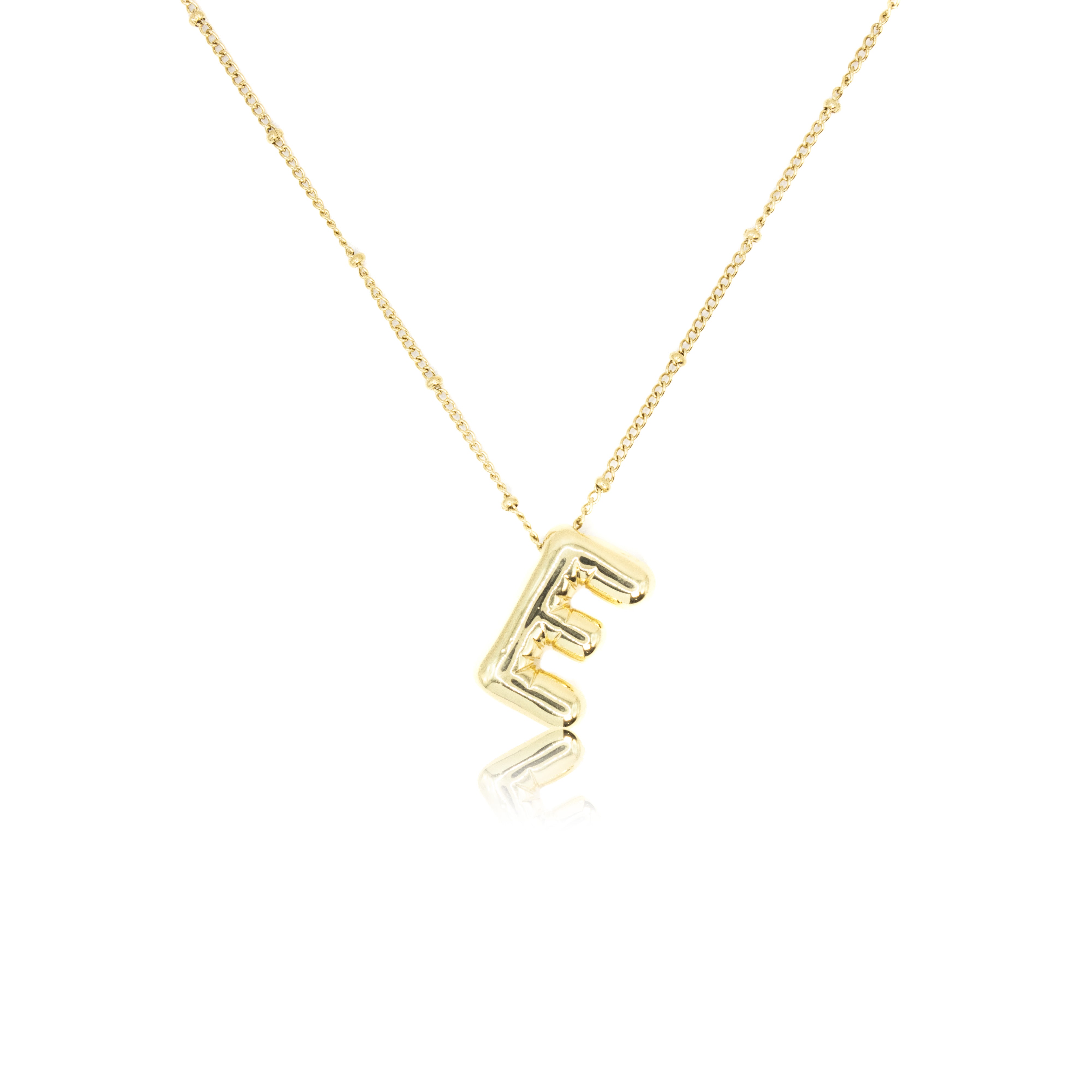 Collection of Inicial tipo globo lisa con cadena en chapa de oro in a gallery layout