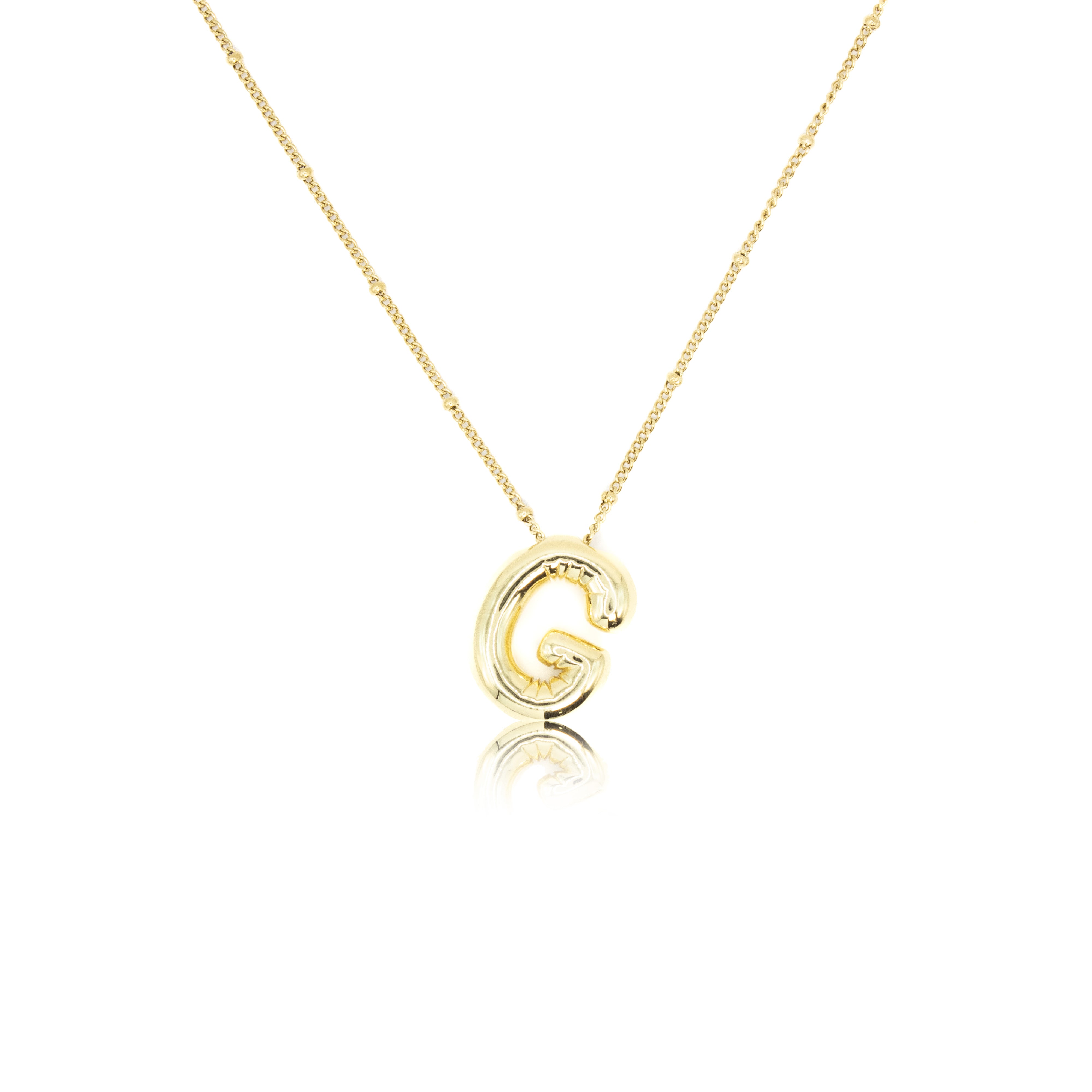 Collection of Inicial tipo globo lisa con cadena en chapa de oro in a gallery layout