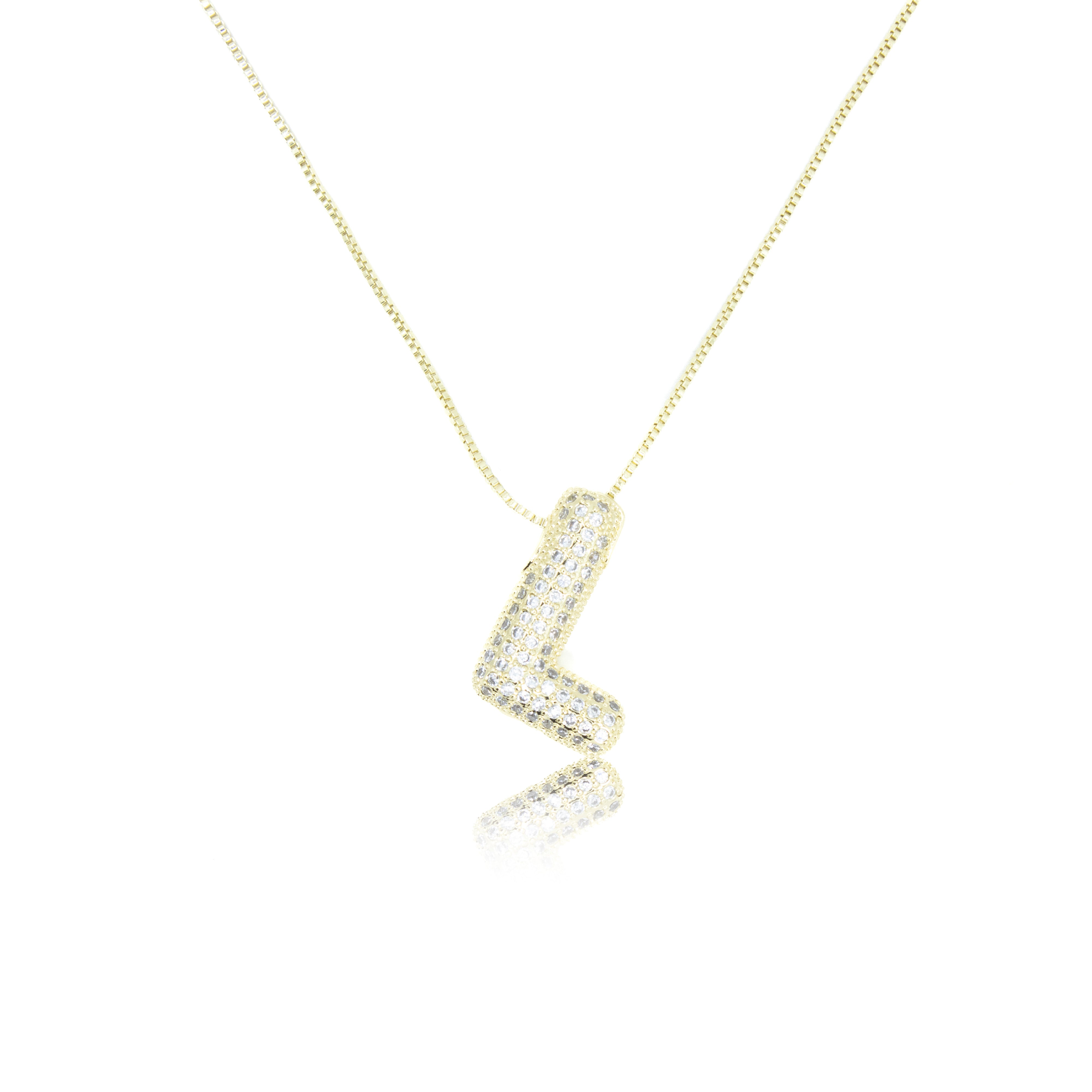 Collection of Inicial con Zirconia tipo globo y cadena con chapa de oro in a gallery layout