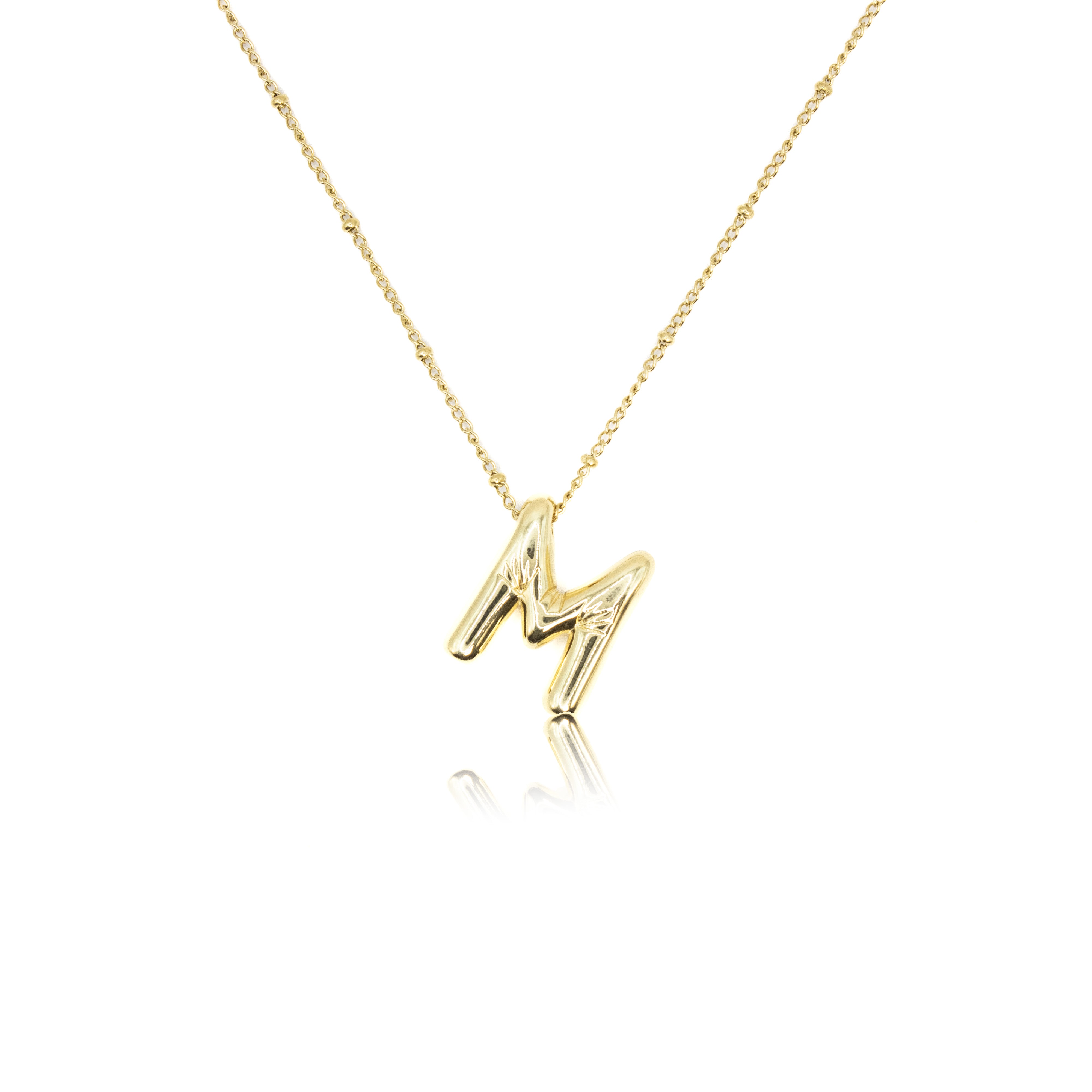 Collection of Inicial tipo globo lisa con cadena en chapa de oro in a gallery layout