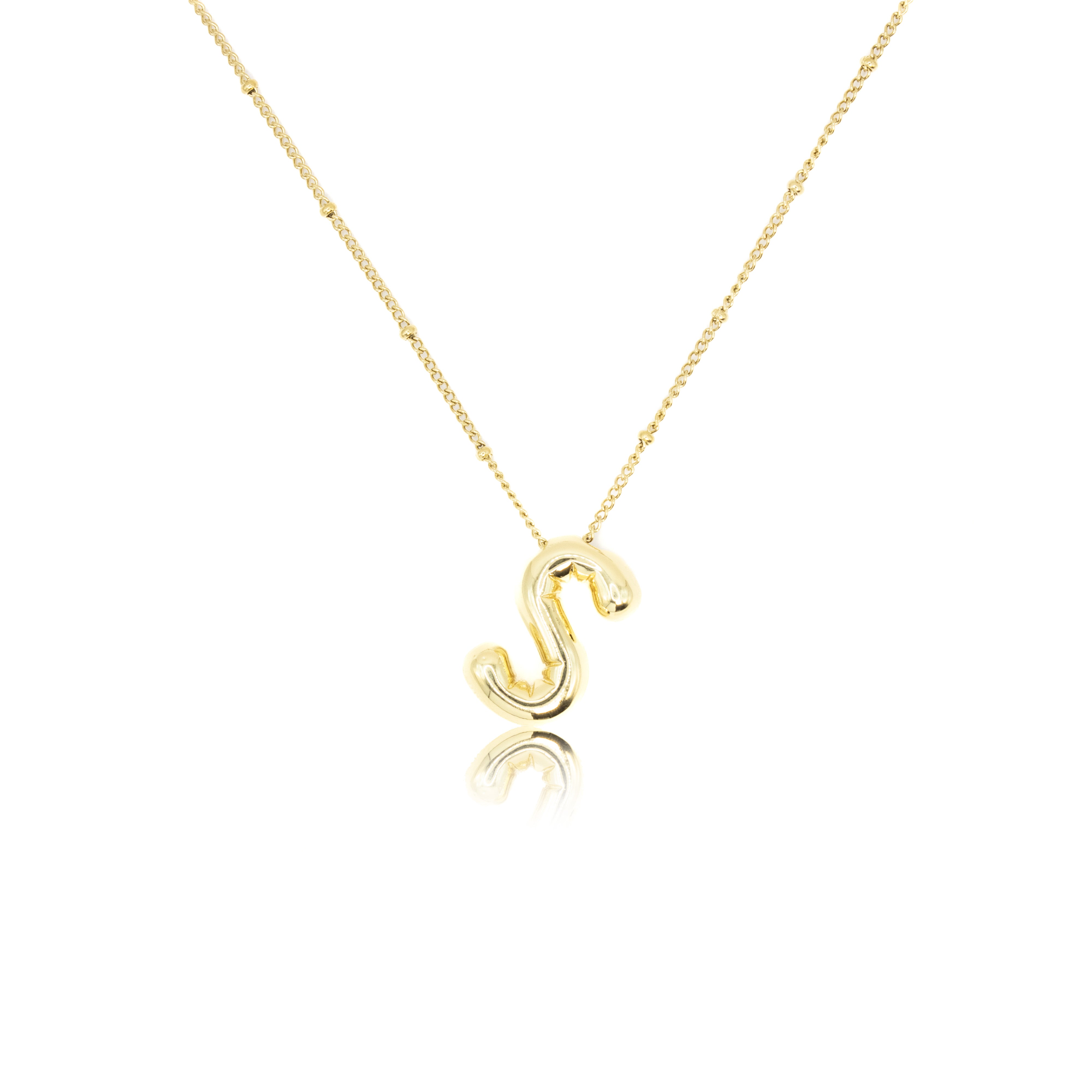 Collection of Inicial tipo globo lisa con cadena en chapa de oro in a gallery layout