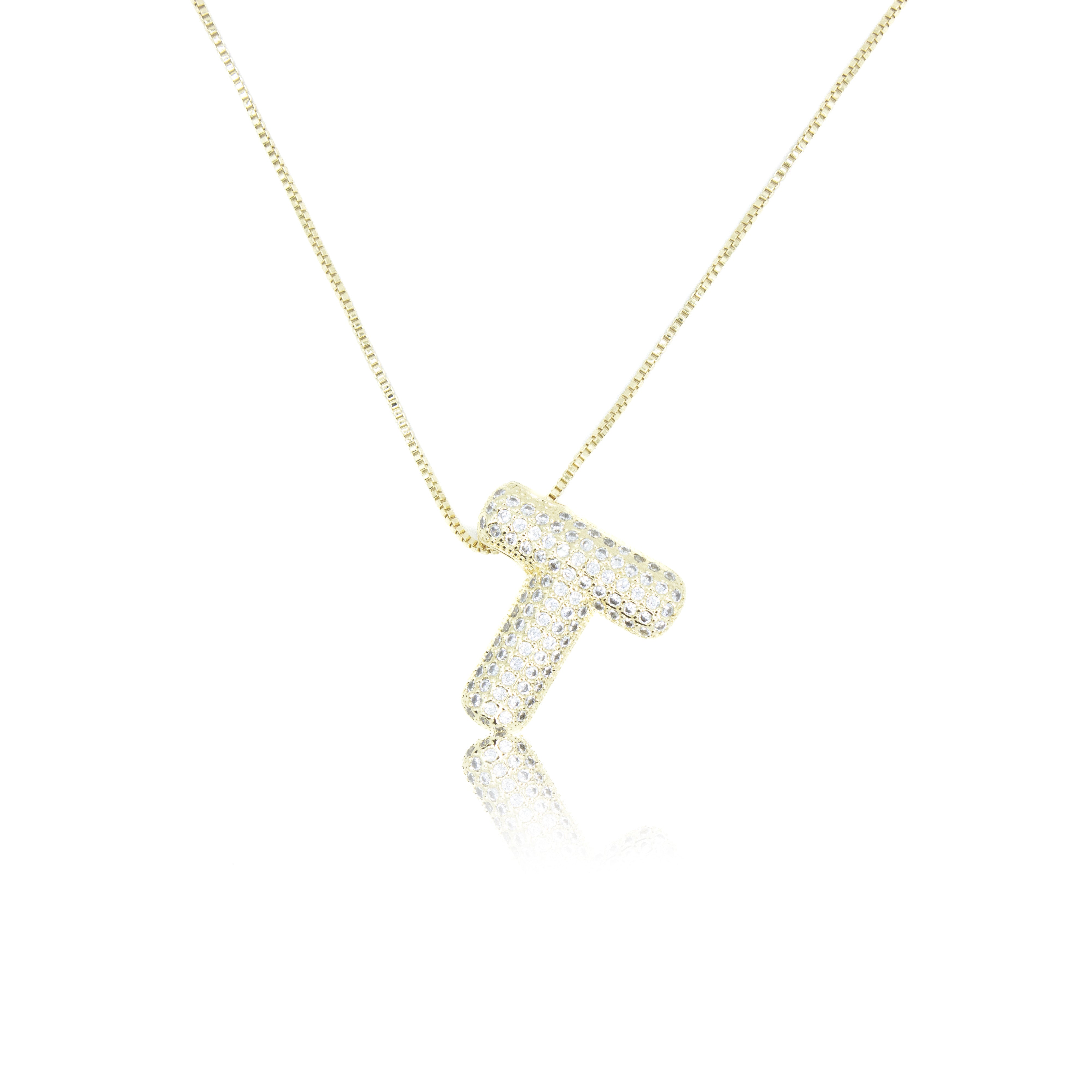 Collection of Inicial con Zirconia tipo globo y cadena con chapa de oro in a gallery layout