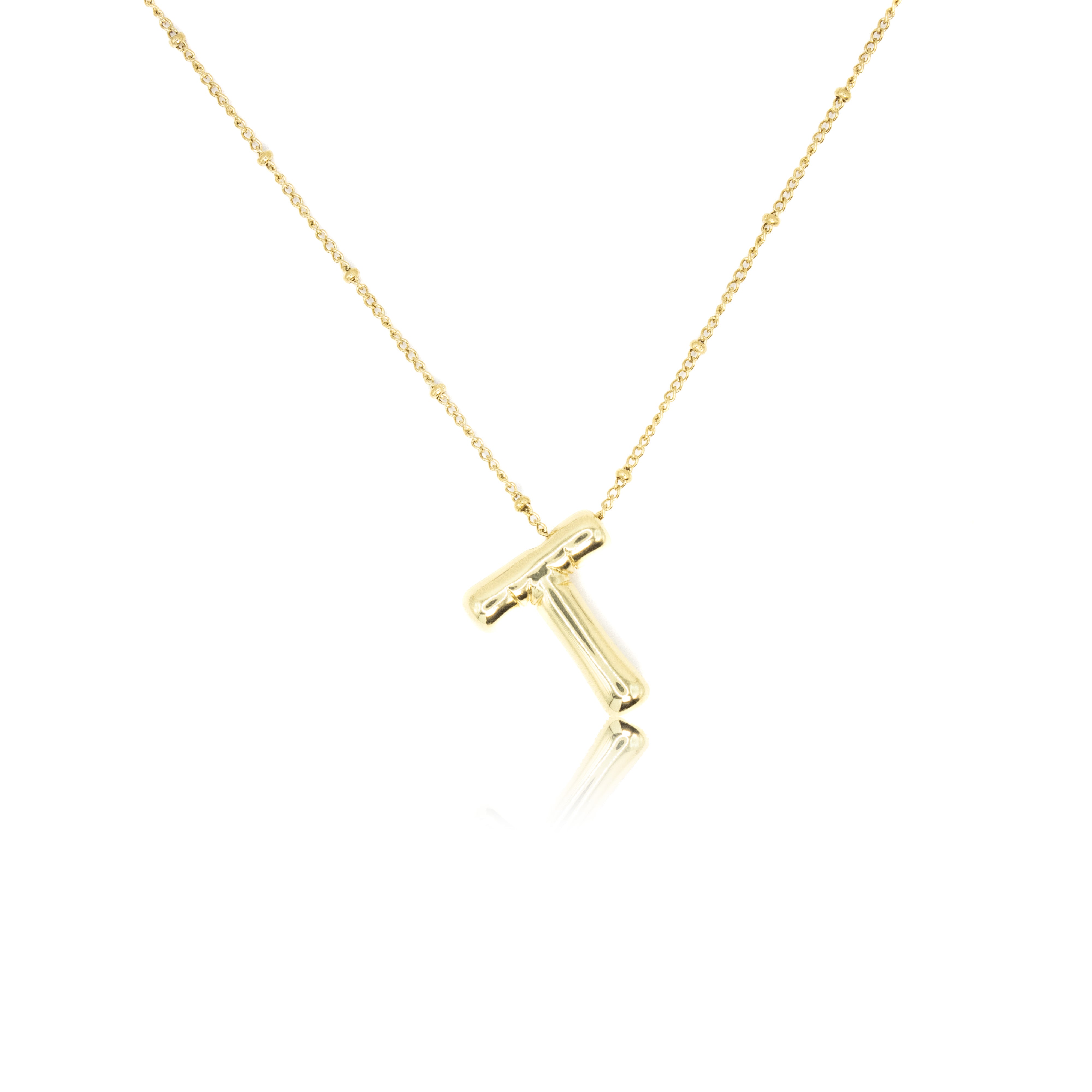 Collection of Inicial tipo globo lisa con cadena en chapa de oro in a gallery layout