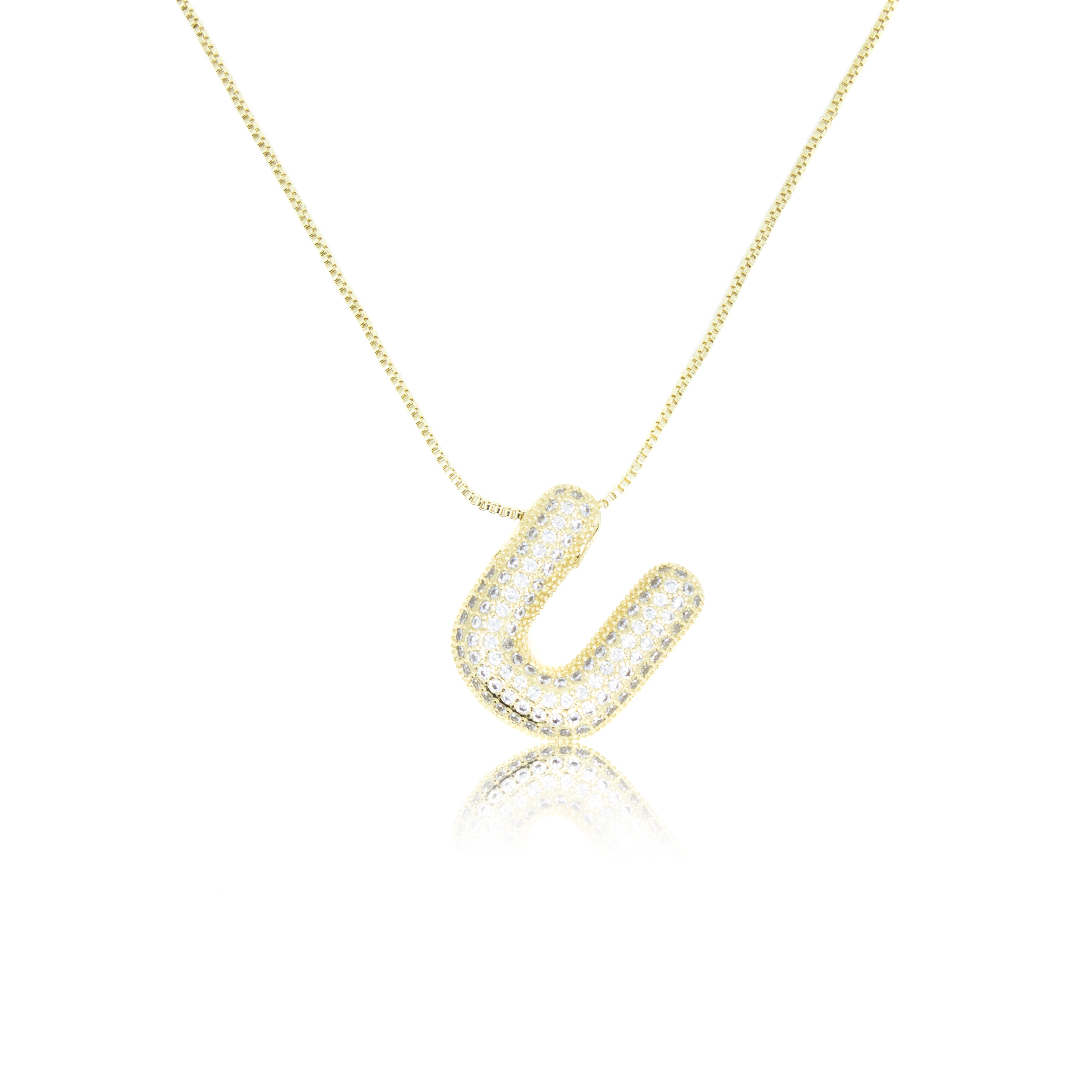 Collection of Inicial con Zirconia tipo globo y cadena con chapa de oro in a gallery layout