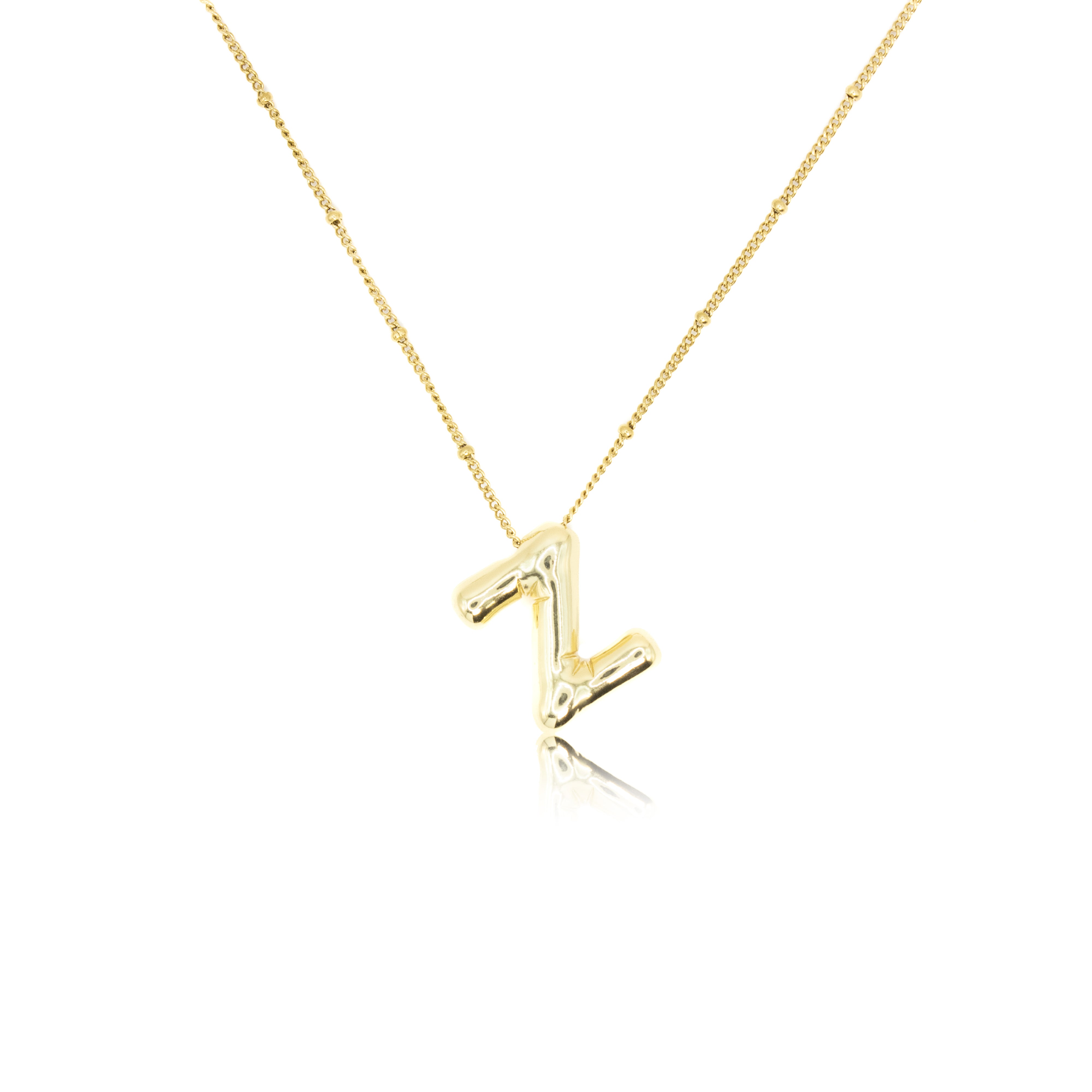 Collection of Inicial tipo globo lisa con cadena en chapa de oro in a gallery layout