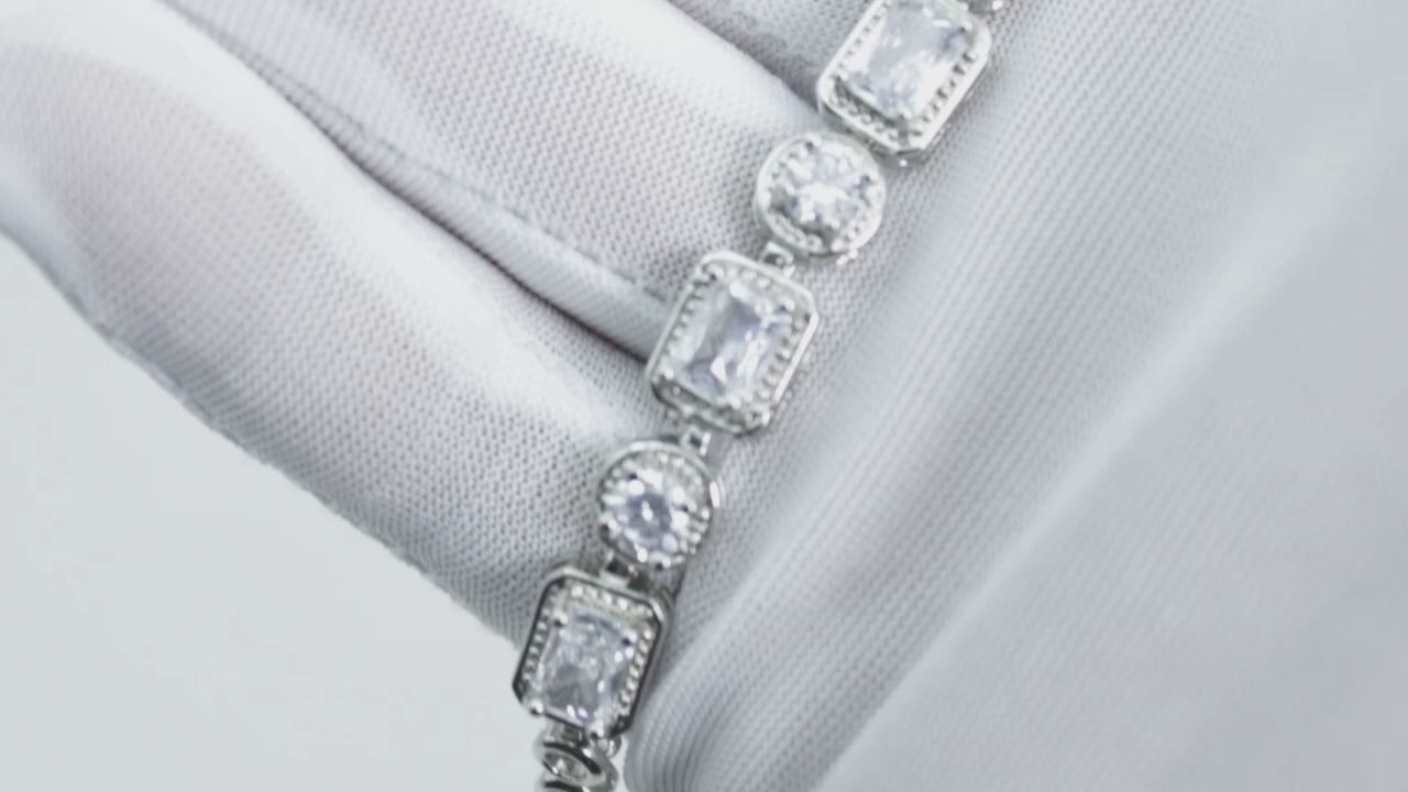Collection of Pulsera Plateada Zirconia Rectángulos in a gallery layout